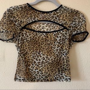 NWOT Urban Outfitters mesh leopard print crop top